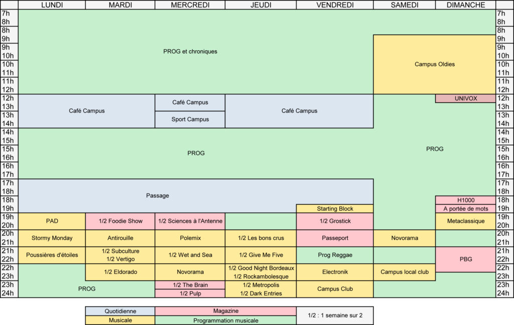 Grille Des Programmes Radio Campus Bordeaux 88 1 FM